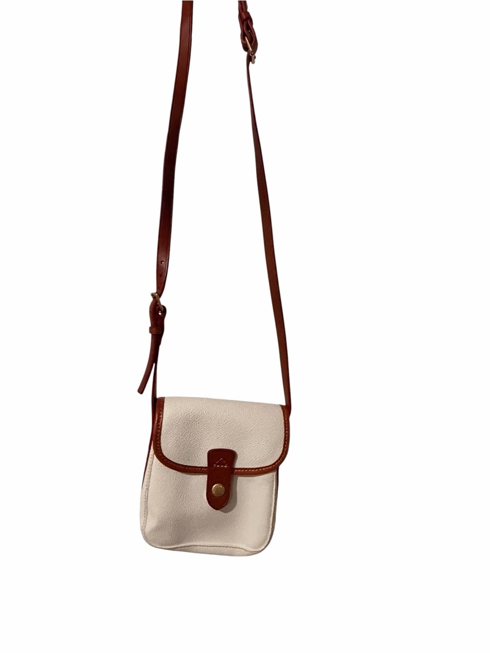 Dooney & Bourke Cream and Brown Leather Trim Crossbody